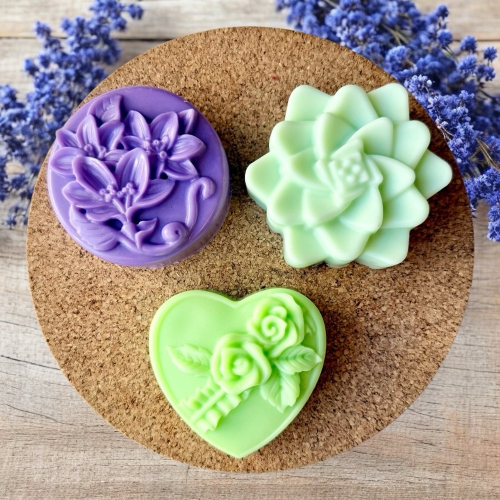 Floral Scented Handcrafted Soap Set - Purple and Green